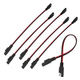 5 Pack 12 Gauge 2 Pin Quick Disconnect Wire Harness SAE Connectors - Versatile Kit for Motorcycles, Boats, Cars, and Tractors, 12in Red & Black Wires