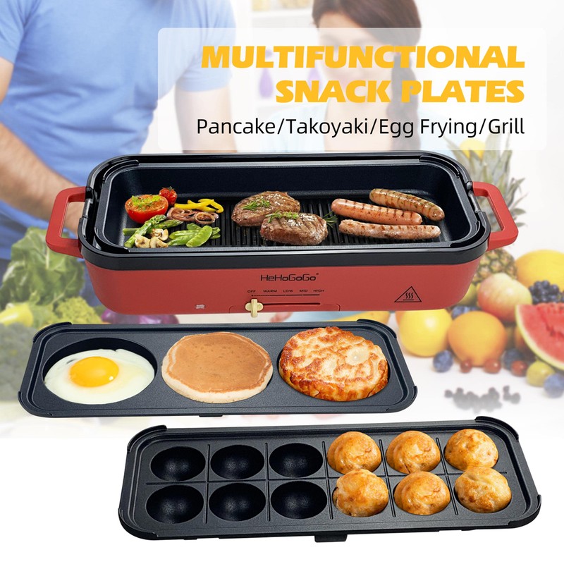 HeHoGoGo Multifunctional Electric Griddle Electric Grill Nonstick Baking Maker with