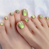 Square Fake Toenails Cat Eyes Press On Toenails Short Green