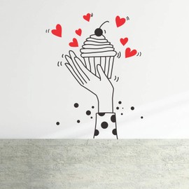 StickMe 'I Love Cup Cakes - Decorative - Creative - Colorful - Wall Sticker' -SM047 (Multi Colour, Vinyl - 100cm X 80 cm)