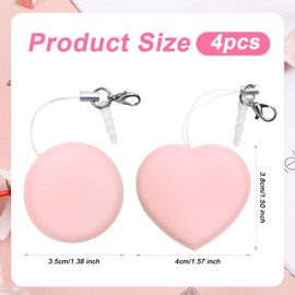 4pcs Macaron Phone Screen Cleaner, Round & Heart Shaped Cute Cell Phone Screen Wipe Pendant Keychain Lens Cleaning Tool Smartphone Accessories for Glasses, with Anti-Dust Plug