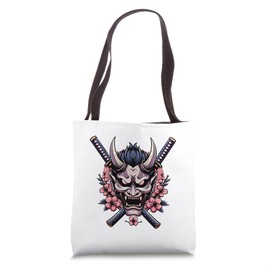 Oni Mask Face Mask Dual Katana Demon Mask Japanese Oni Mask Tote Bag