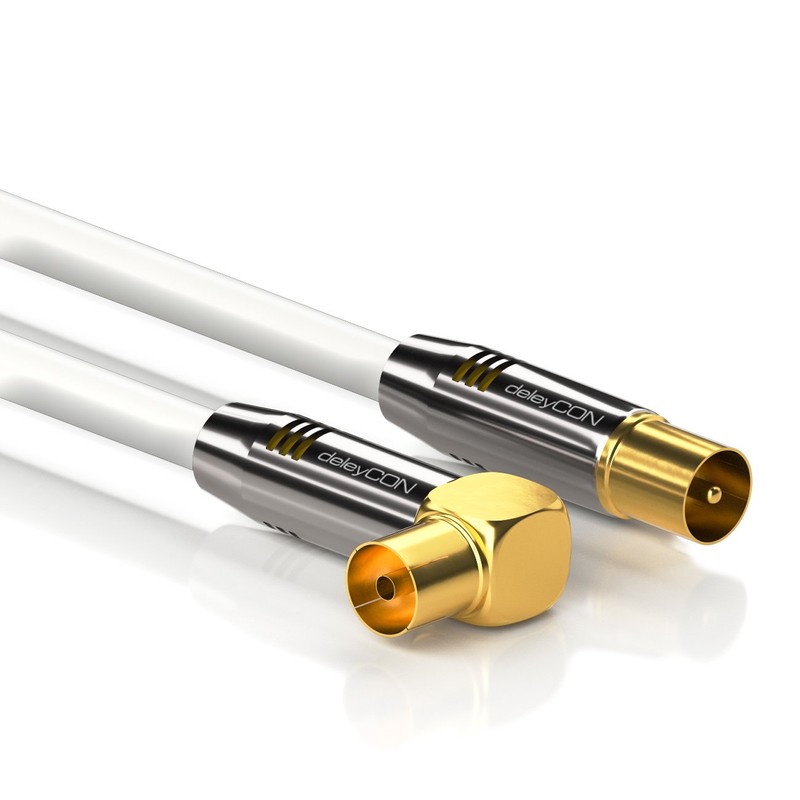 Deleycon TV Cable - Straight Plug / Socket 90° -