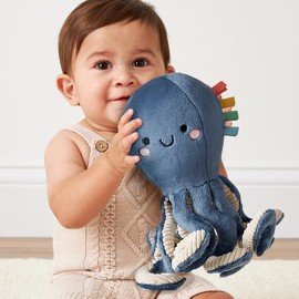 Itzy Ritzy Sweetie Snuggles Baby Plush Toy - Soft, Cuddly Stuffed Animal with Multiple Textures & Ribbons for Sensory Exploration and Promoting Self-Soothing, for Ages 0 and Up (Octopus)