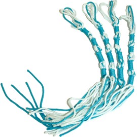 Holy Land Market Tzitzits (Set of Four) White with Blue Thread - Tassels (with Longer Blue Messiah Thread) (Sky Blue)