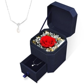 TOCOOM Preserved Rose, Eternal Roses Birthday Gifts with Necklace, Women Girlfriend Wife Mother Present for Birthday, Valentine's Day, Anniversary, Mother's Day, Christmas, Thanksgiving Day