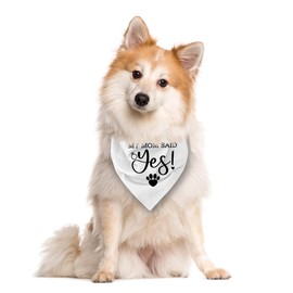 My Mom Said Yes Dog Bandana, White Dog Bandana, Wedding Dog Bandana, Dog Engagement Bandana, Pet Dog Triangle Scarf, Gift for Dog Lover, Dog Bandana for Large Dogs (L)
