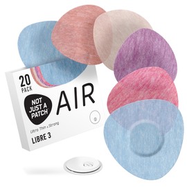 Not Just A Patch Air Libre 3 Plus Sensor Covers (20 Pack) - Thin, Strong and Light Adhesive Patches with Ultra-Hold 14 Day Adhesion, Durable Freestyle Libre 3 Sensor Covers - Multicolor
