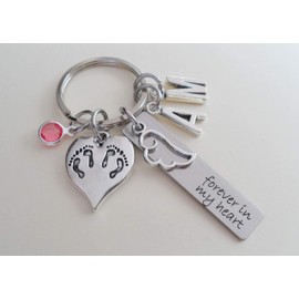 Custom Twin Babies Forever in My Heart Memorial Charm Keychain, Infant Loss Gift, Miscarriage Stillborn, Memorial Keychain