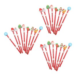 25pcs Christmas Pencils Christmas Kids Stationery Christmas Supplies Bag Fillers Christmas TPR Pencil Eraser with Eraser Wood Assorted Colors 19x2.5x1cm Kids Students School