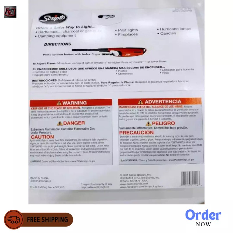 SCRIPTO Multi-Purpose Lighter BBQ, Camping Grill Fireplace Random Color 12-count