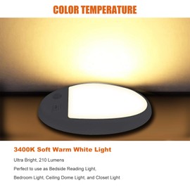 Facon 12V Single Dome RV Pancake Light with On&Off Switch, RV Interior Sensor Puck Light with Motion Sensor, 12Volts RV Interior Light for RV Motorhome Camper and Boat