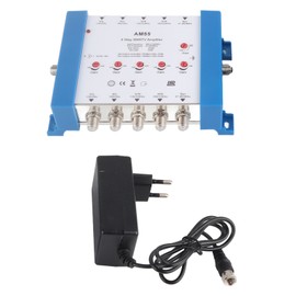 5 Way Cable Splitter High Isolation Metal Shell 10dB Return Loss TV Antenna Booster for Indoor 100‑240V EU Plug