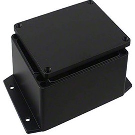 Bud Industries AN-2854-AB IP68 Aluminum Enclosure with Molded Mounting Flanges 4.53" L x 3.54" W x 2.17" D, Black