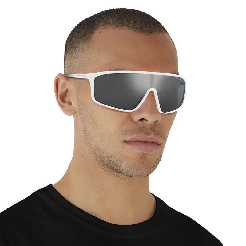 A|X Armani Exchange Men's AX4119S Rectangular Sunglasses, Grey Mirrored Silver,