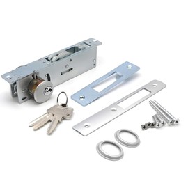 Storefront Door Mortise Lock Swing Deadbolt,Commercial Door Lock Double Cylinder Deadbolt Lock Set, Hook Locking Tongue, in Aluminum(1-1/8" Backset)