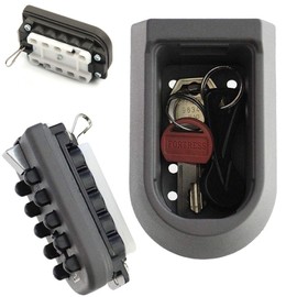 Fishtec - Key Box with Code - Key Cabinet 10 Programmable Combinations - Indoor and Outdoor Use - Waterproof - Zinc and Aluminium - 10.7 x 6.5 cm - Black