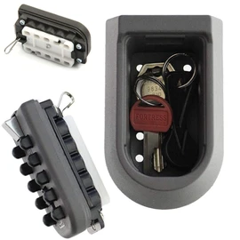 Fishtec - Key Box with Code - Key Cabinet 10 Programmable Combinations - Indoor and Outdoor Use - Waterproof - Zinc and Aluminium - 10.7 x 6.5 cm - Black