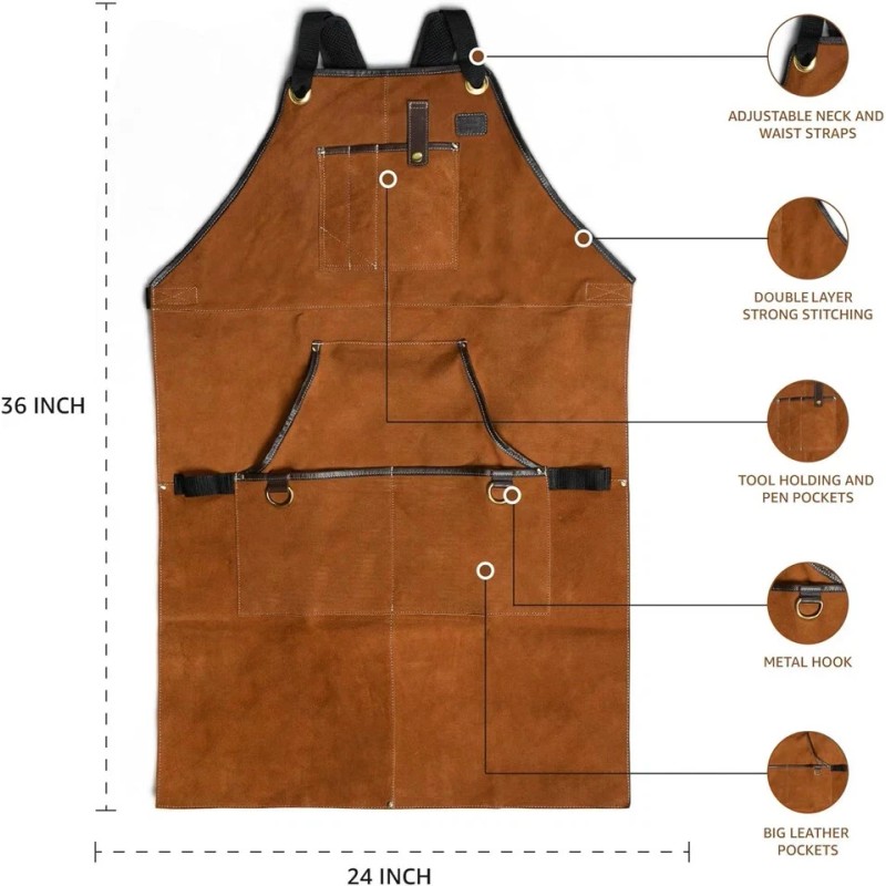 LEATHER VILLAGE Work Apron - Heavy Duty Woodworking for M