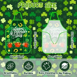 Tkifoda Kids St Patricks Day Apron, Green Lucky Shamrock Apron, Waterproof Irish Kitchen Cooking Baking BBQ Apron for Children