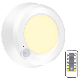 BIGMONAT Wireless Ceiling Light with Remote and Timer, Dimmable Motion Sensor Shower Light, Battery Operated LED Overhead Lighting for Bathroom Closet Hallway Pantry Laundry Stairs, 300LMs, 5.6In