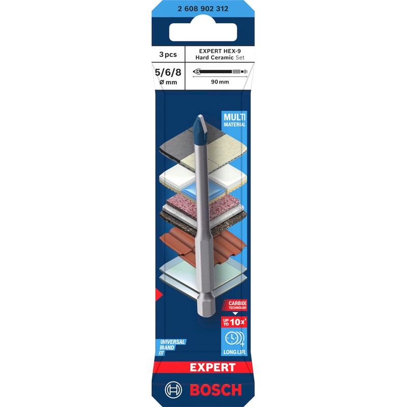 EXPERT HEX-9 Hard Ceramic Drill Bit 3pc set 5/6/8mm