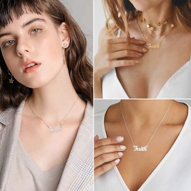 U7 Hannah Necklace Women Name Jewellery Silver Choker Pendant Letter Necklaces