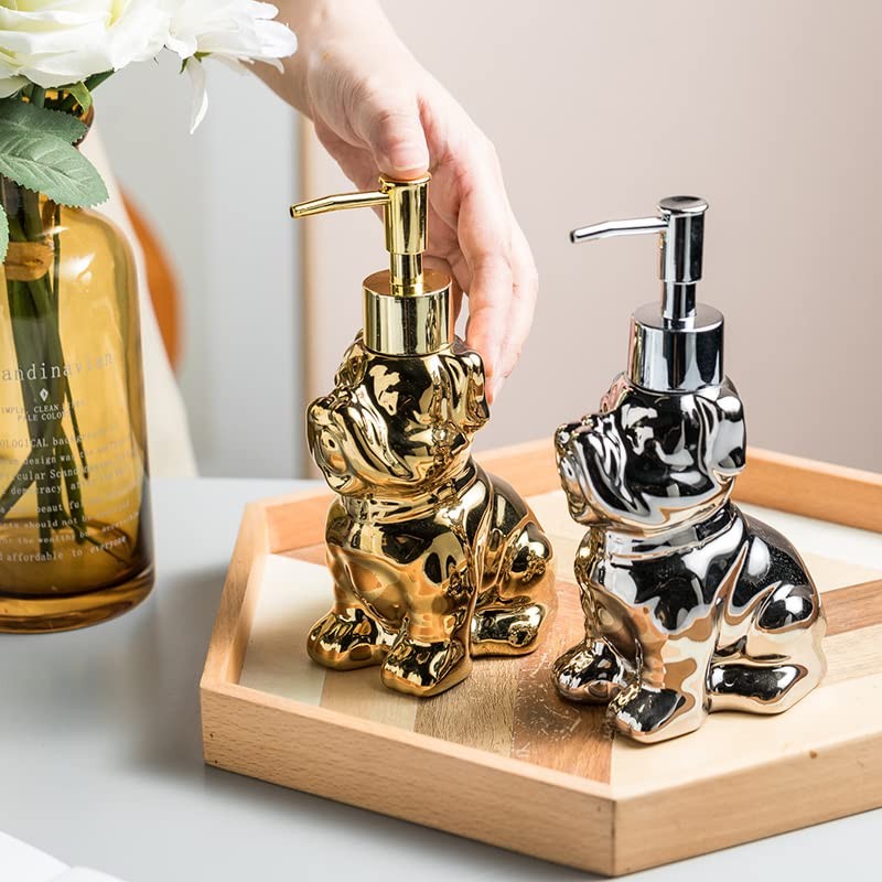 Cute Soap Dispenser Bathroom, Dog-Shaped Design, Ceramic Hand Soap Dispenser