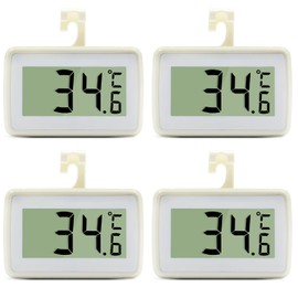 4PCS Digital Refrigerator Thermometer, Waterproof Freezer Room Thermometer,High Precision Fridge Alarm Thermometer with Hook for Kitchen Home,°C/°F Convertible