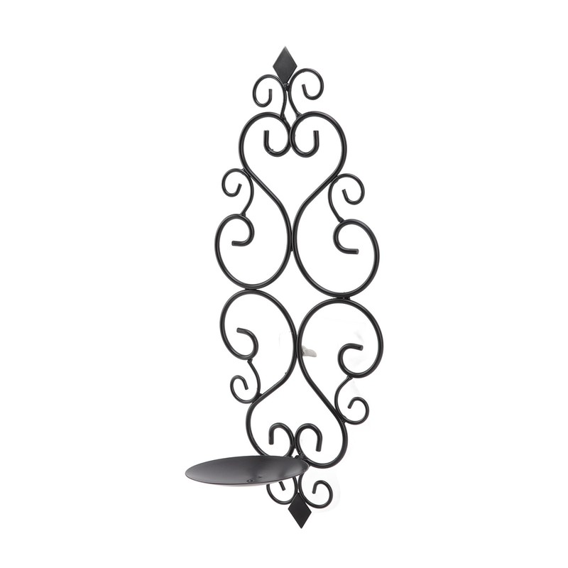 2 Pcs Candle Holder Exquisite Classical Style Black Iron Wall
