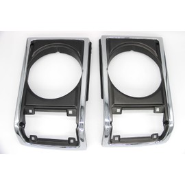Headlight Bezel Light Case Compatible with Toyota Land Cruiser FJ60 (1981-1987) – Pair Gray with Chromed Trim 53131-69025 53132-69025