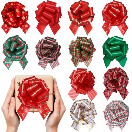 Yokodaza 12 Pcs Large Christmas Bows for Gift Wrapping, 5 inch Double-Sided Xmas