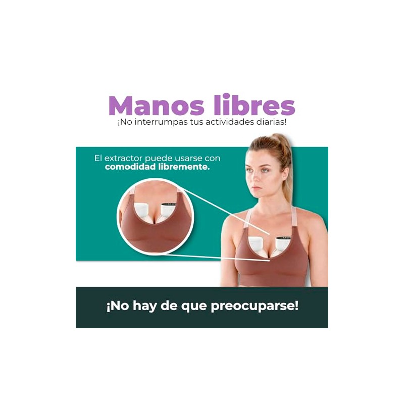 Extractor de leche materna manos libres, eléctrico recargable con 9