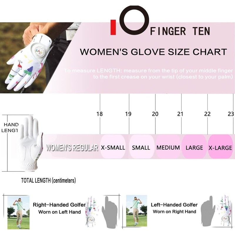 Golf Gloves Women 2 Pack Left Right Hand with Ball