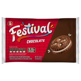 Festival Chocolate Cookies | Cream Chocolate Sandwich Cookies | Natural Dyes & Low Sodium | High Cream Content | 14.6 Oz (Pack of 1)