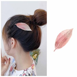 Vacaonio Minimalist Cloth Leaf Hair Barrette Clip Leaves Head Clip Headwear Embroidered Leaf Snap Clip Pink Leaf Side Hair Clip Plant Hairclips Decorative Hair Accessories for Women and Girls