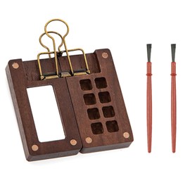 1 Mini Palette, 2 Painting Brushes, Hand-Held Palette, Watercolor, Paint Palette, Portable Color Mixing Wooden Box, 8-Compartment Color Mixing Box With Clip, Art Color Mixing