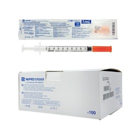 Jeringas para Insulina NIPRO 1 mL con Aguja 27G x 13 mm Ultrafina, Estériles, Graduación de 100 Unidades, Desechables, Caja con 100 Piezas