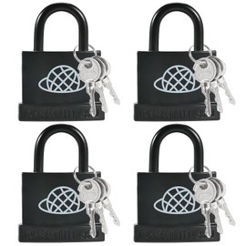 4pcs Small Locks with 12 Same Keys, Padlock with Key for Outdoor Use, Keyed Outdoor Padlock with Plastic Shell, Pad Lock for Locker Gym Gate, Gym Locker Lock with Key