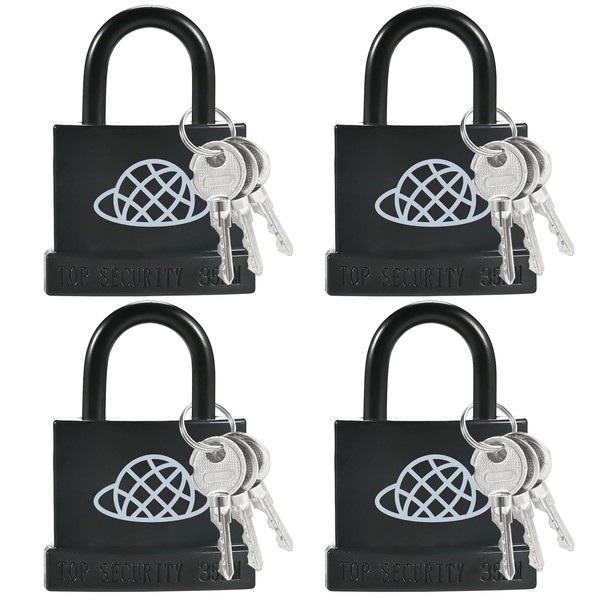 4pcs Small Locks with 12 Same Keys, Padlock with Key