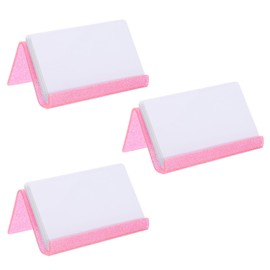 sourcing map 3pcs Business Card Holder for Desk, Acrylic Bling Business Name Card Organizer Desktop Card Rack Display Stand for Office Exhibition Meeting Home, Pink
