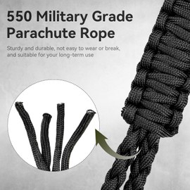 Paracord Key Lanyard, Heavy Duty Braided 550, Neck Lanyard for Keys, 2 Pcs Parachute Rope Necklace Keychains with HK Clip for ID Card, Wallets, Whistle, Camera, Phone, Permit, Outdoor Activities Black