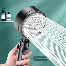 Shower Head with Hose 2 m Black Shower Head with Hose and Holder Shower Head with 8 Jet Types Black Stop Function for Bathrooms, Hotels etc. (Black)