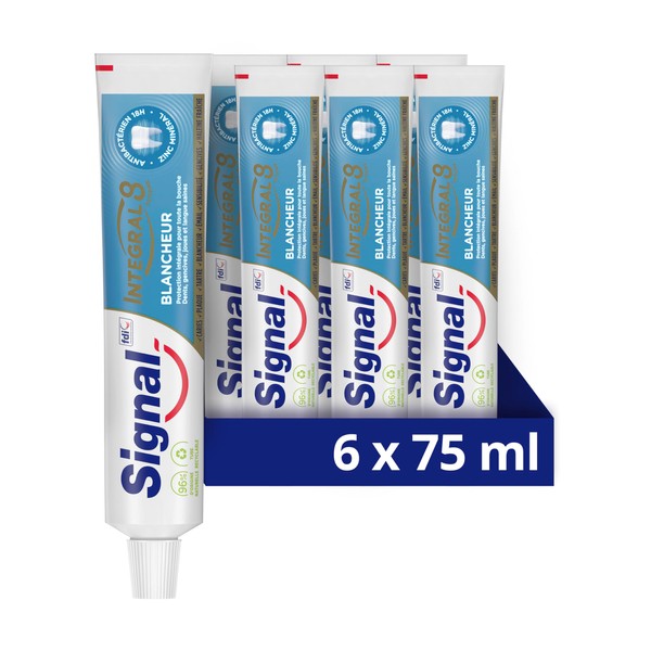 SIGNAL Liquide Dentifrice Integral 8 Blancheur 75 ml lot de 6, pas de saveur