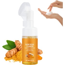 Turmeric Kojic Acid Foaming Facial Cleanser, Turmeric Face Wash with Brush, Foaming Face Cleanser Women for Skin Tone, Reduce Blemish & Acne, Gentle Cleanser for Hydrate Skin