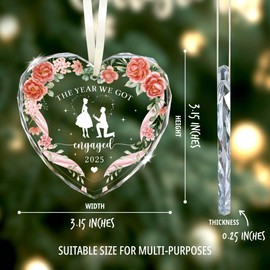 Engagement Gifts for Couples - The Year We Got Engaged 2025 Glass Ornament – Christmas Engagement Ornament, Just Engaged Present Ideas for Newly Engage Women, Bride to Be, Fiance, Friend, Daughter