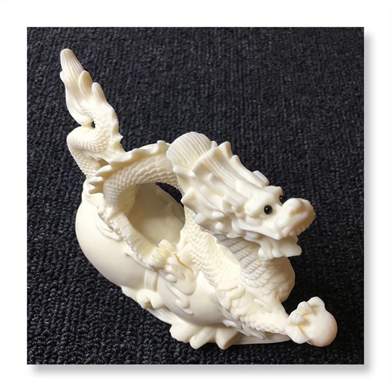 White Tamron Statue,Modern Art Sculpture,Hand Craved Dragon Sculpture,Chinese Zodiac Auspicious