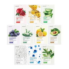 [Pack of 10] Eunyul Natural Moisture Face Mask 10 Types 22 ml x 10 Pieces Korean Skin Care Cloth Mask