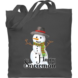 Shirtracer - Cotton Bag - Christmas Gifts Christmas Clothing - Happy Snowman, 1 Dark Grey