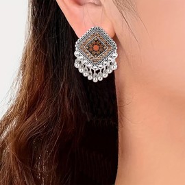 Silver Indian Earrings for Women Jhumkas Dangle Earrings Traditional Indian Jewelry Handcrafted Ethnic Earrings